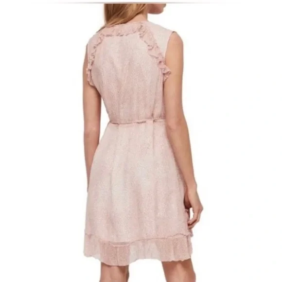 All Saints Floral Wrap Dress with Ruffle Sleeves - Picture 2 of 10